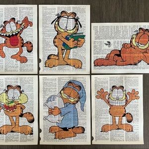 Garfield Themed Dictionary Prints - Set of 6